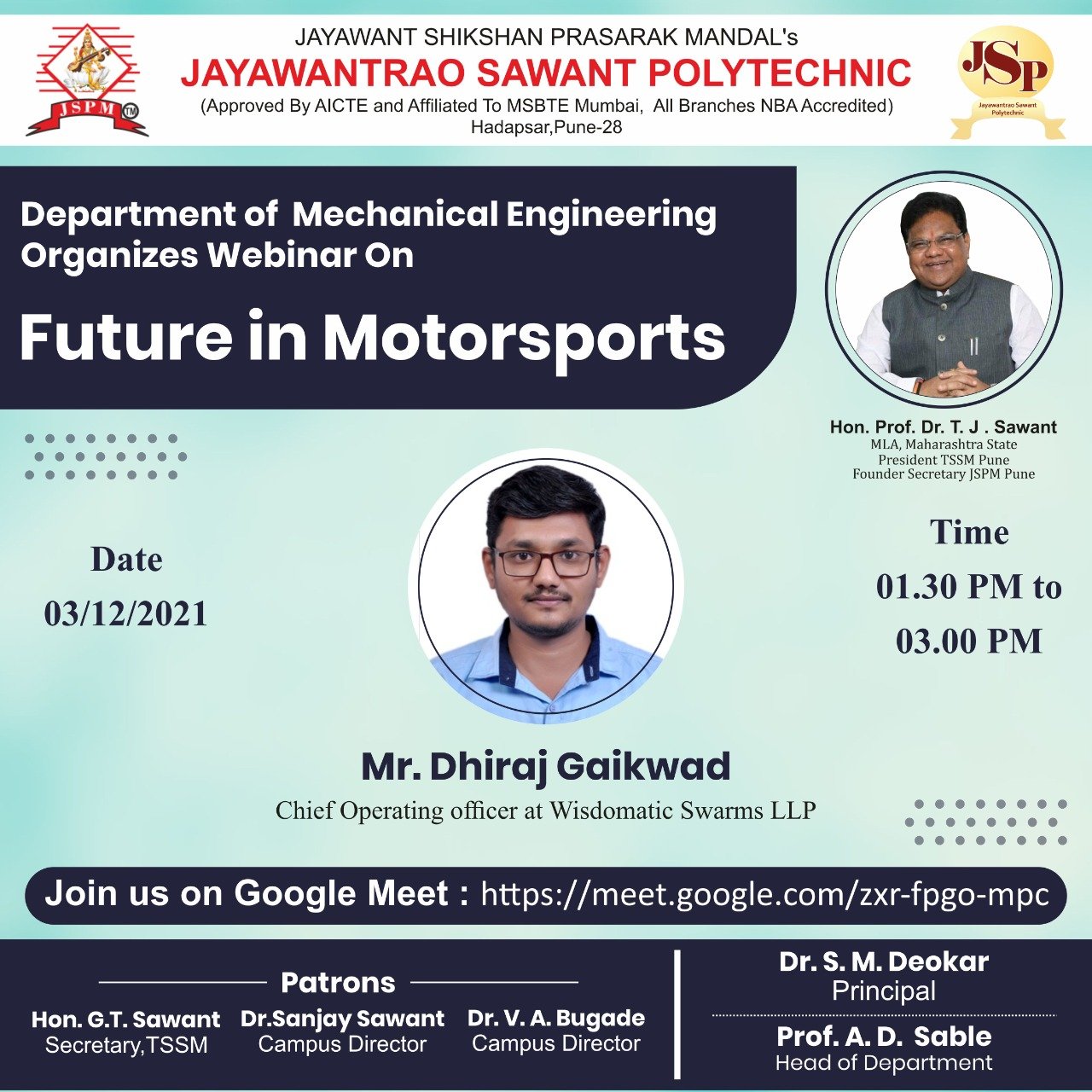 Webinar on “Future in Motorsports”